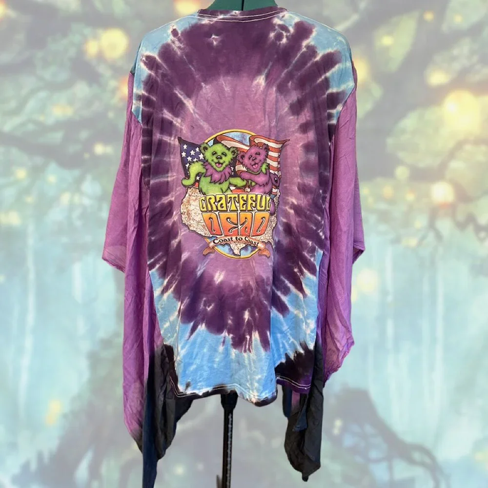 Grateful Dead “Coast to Coast” Tie-Dye Tee Gauze Kimono Sleeves | NWT | One Size - Picture 4 of 5